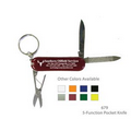 5 Function Pocket Knife Tool With Keychain - Red